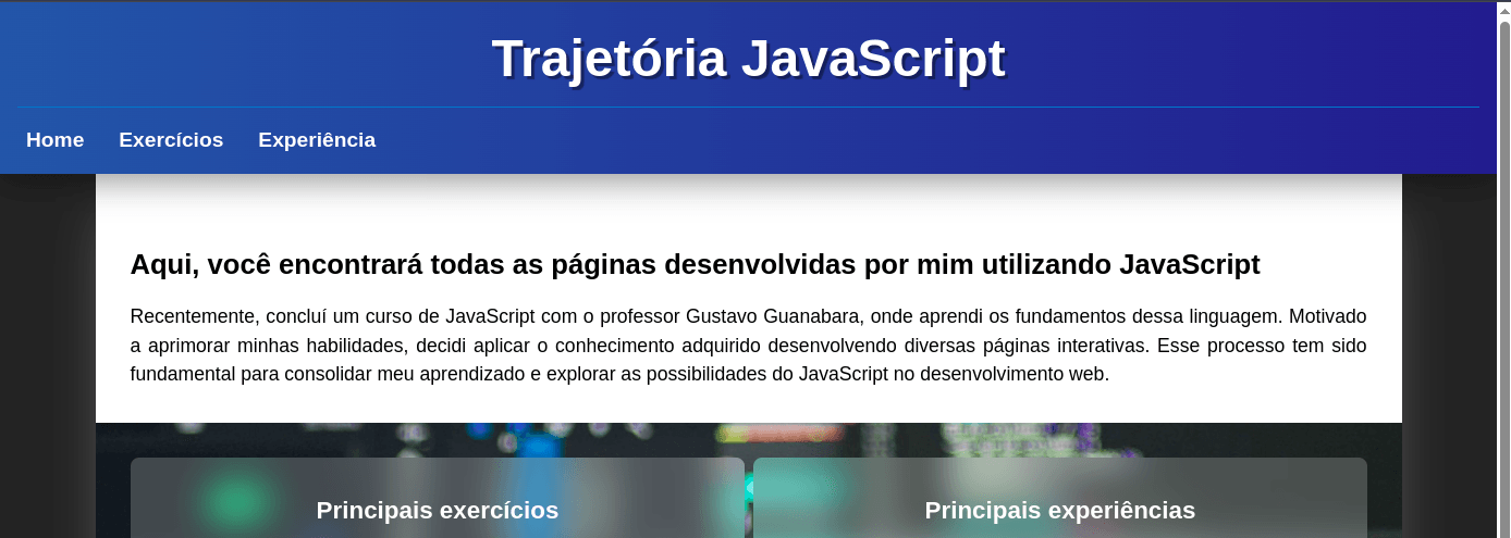 Trajetória JavaScript projeto